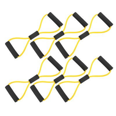 6pcs Figure 8 Pull Rope, Figure 8 Resistance Band 8 Shaped Resistance Band for Arms Fitness Yoga Training Strap Belt TPE Home Gym Resistance Bands(Yellow)