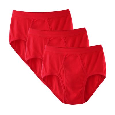 SWJGLITTR Men's Loose Sweat-Absorbent Underwear Middle Waist Breathable Boxer Briefs Cotton Comfortable Underpants (Medium,Red 3pc)