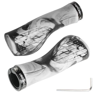 TOPCABIN Bicycles Handlebar Grips, Aluminum Lock-on Ergonomic Bike Grips, Cushion Vibrations Comfort Bike Handlebar Grips, Mountain MTB BMX Bicycles Grips for Scooter (Rubber Camouflage(White))