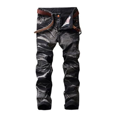 Men's Slim Fit Denim Pants Casual Classic Vintage Straight Fit Jeans Tapered Leg Hip Hop Fashion Jeans (38,Black)