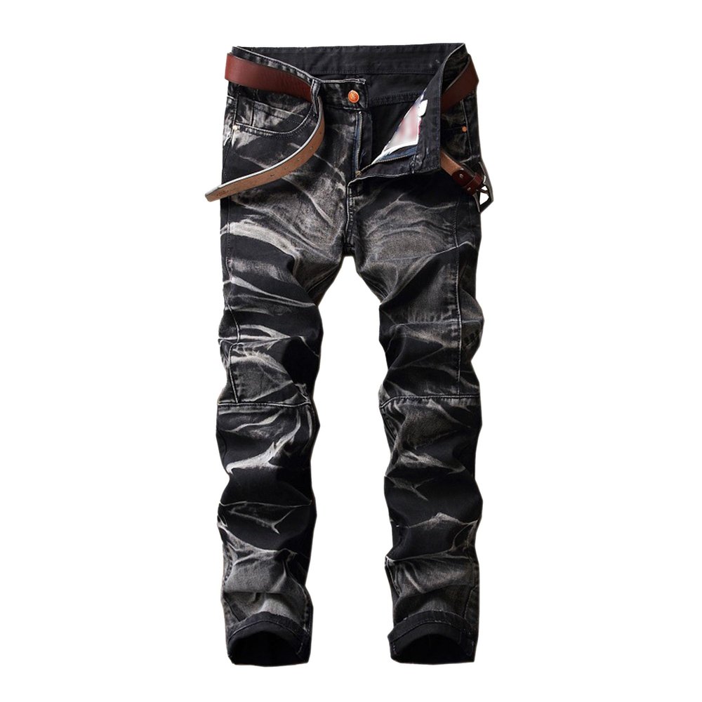 Men's Slim Fit Denim Pants Casual Classic Vintage Straight Fit Jeans Tapered Leg Hip Hop Fashion Jeans (38,Black)