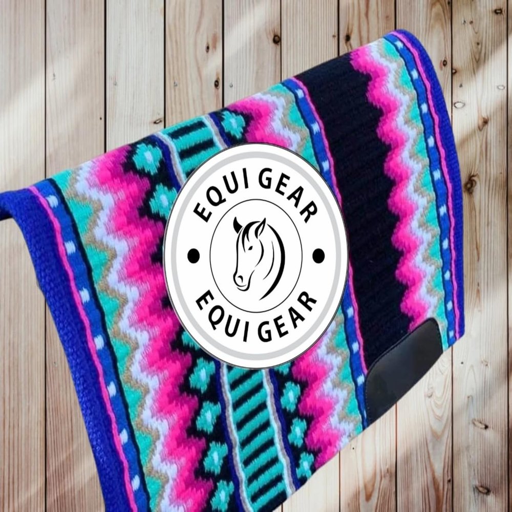 EQUIGEAR Horse Western Show Saddle pad/New Zealand Wool Western Saddle Blanket Top Wool Pad Sensor Flex (Customization Available) B36 (34x32)