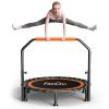 40"/48" Foldable Mini Trampoline Load 330lbs,Portable Exercise Rebounder Trampoline with Adjustable Foam Handle,Fitness Trampoline for Adults (40 in with handrail)