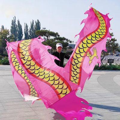 CMYUN Dragon Poi Oriental Dragon Poi Silk Washable, Fitness Gymnastics Flinging Dragon Ribbon Dance, Art Dance Flag Dragon Streamer, for Party Farm Juggling (Color : Pink, Size : Length - 8m/26ft)