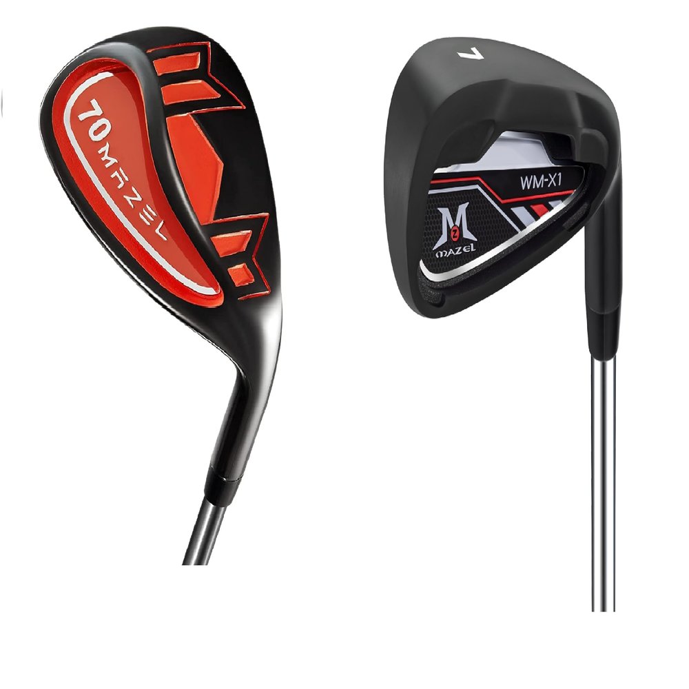 MAZEL Golf Black WM-X1 Iron 1 Club & 70 Degree Sand Wedge,Bundle of 2.