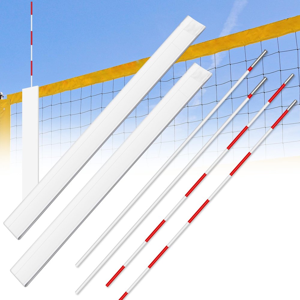Shappy 2 Pcs Volleyball Antenna Pole Set Volleyball Training Equipment Beach Sports Indoor Outdoor Accessories Fiberglass Collapsible Referee Antennae Poles with Sleeve