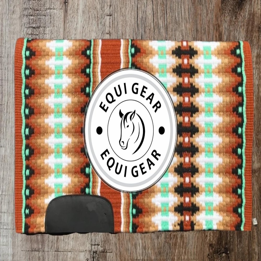 EQUIGEAR Horse Western Show Saddle pad/New Zealand Wool Western Saddle Blanket Top Wool Pad Sensor Flex (Customization Available) B50 (34x32)