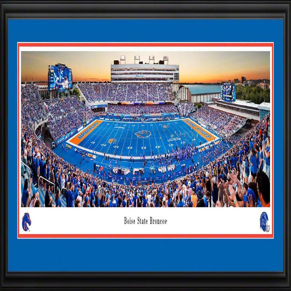 Boise State Broncos Football - 44x18-inch Double Mat, Deluxe Framed Picture by Blakeway Panoramas