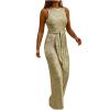 HGps8w Women's Sexy Halter Cowl Neck Sparkly Jumpsuits Clubwear Sleeveless Elegant Sequins Bodycon Wide Leg Pants Rompers view 1