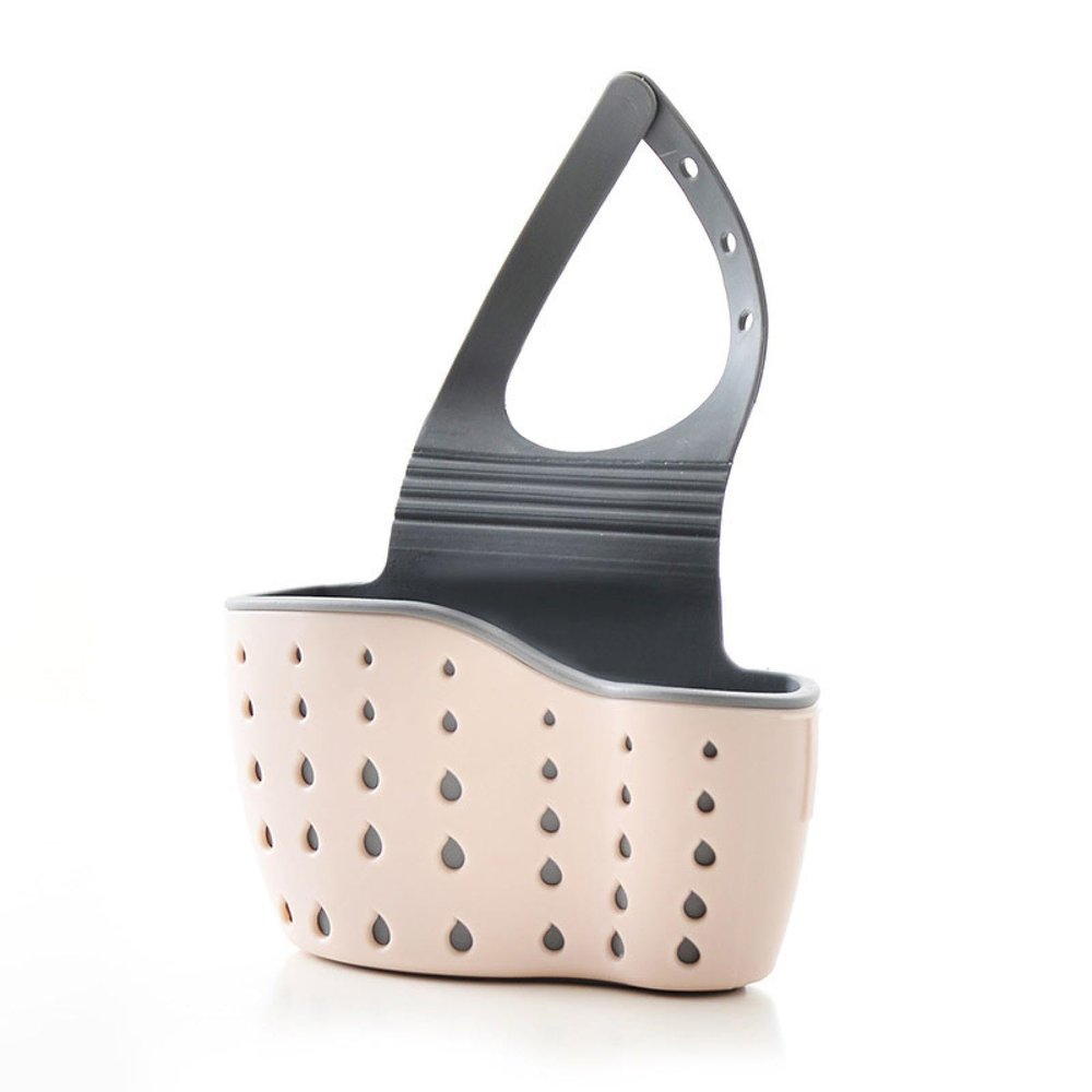 Double layer standing sink sponge drain hanging bag sink storage rack hanging basket faucet shelf drain basket blue