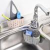 Double layer standing sink sponge drain hanging bag sink storage rack hanging basket faucet shelf drain basket blue view 2