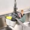 Double layer standing sink sponge drain hanging bag sink storage rack hanging basket faucet shelf drain basket blue view 4
