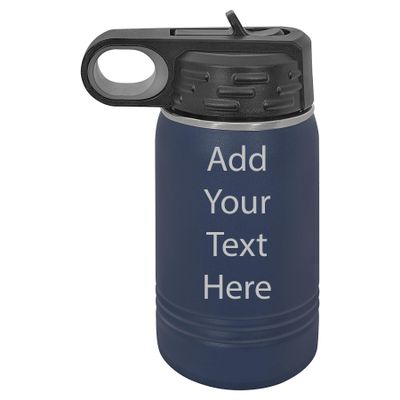 Elosh Customized Polar Camel 12 oz. Water Bottle Personalized With Your Text (Navy Blue)