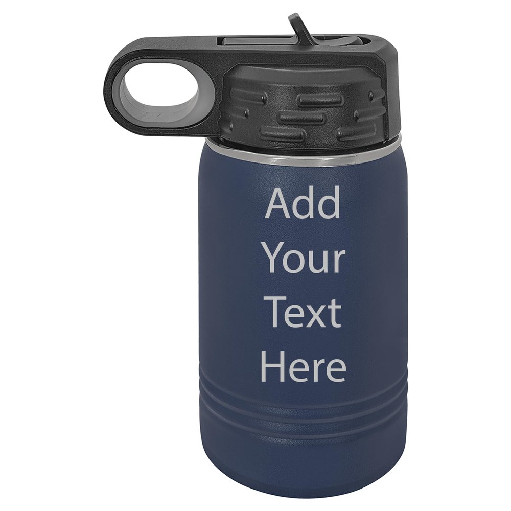 Elosh Customized Polar Camel 12 oz. Water Bottle Personalized With Your Text (Navy Blue)