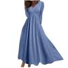 HGps8w Women's Casual Dress, 2025 Fall Winter Elegant Crossover V Neck Long Sleeve Solid Color Flowy A-line Midi Dresses view 1
