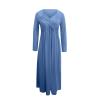 HGps8w Women's Casual Dress, 2025 Fall Winter Elegant Crossover V Neck Long Sleeve Solid Color Flowy A-line Midi Dresses view 4