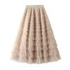 Gratoryna Womens Long Maxi Tulle Skirt A Line Ruffle Mesh High Waisted Tiered Layered Skirts Petticoat(Apricot-M) view 3