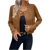 Women Fringe Leather Jacket Crop Tops Tassel Western Cowboy Coats Fashion Teen Girls Hippie Clothes Fall Outfits 2023 view 2