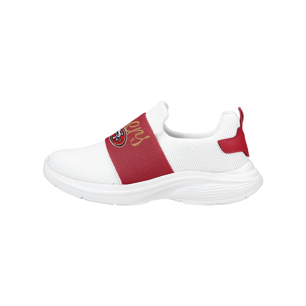 FOCO San Francisco 49ers NFL Womens Script Wordmark White Slip On Sneakers - 6