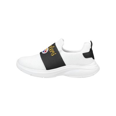 FOCO Pittsburgh Steelers NFL Womens Script Wordmark White Slip On Sneakers - 6