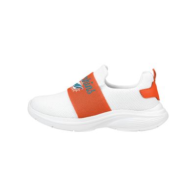 FOCO Miami Dolphins NFL Womens Script Wordmark White Slip On Sneakers - 10