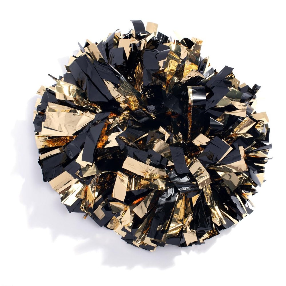 Anderson's Metallic Gold and Black Cheer Pom with Baton Handle (Each), Cheerleading, Danceline, Shaker
