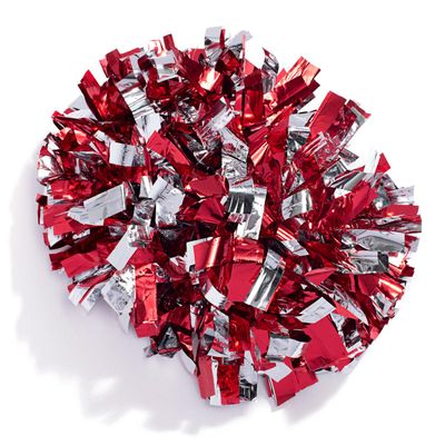 Anderson's Metallic Red and Silver Cheer Pom with Baton Handle (Each), Cheerleading, Danceline, Shaker