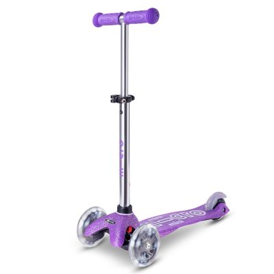 Micro Kickboard | Mini Deluxe Glitter LED Scooter | Adjustable Handlebar | Lean-to-Steer | Lightweight | Three-Wheeled | Kids Ages 2-5 yrs (Glitter Purple)