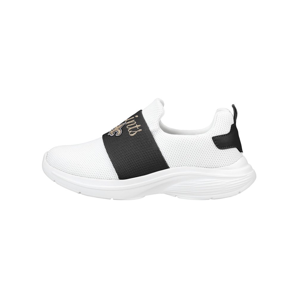 FOCO New Orleans Saints NFL Womens Script Wordmark White Slip On Sneakers - 7