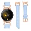 DLUCCA Leather Strap Compatible with Google Pixel Watch, Women Leather Watch Band with Unique D-shape Design Fashion Slim Sport Strap Compatible with Google Pixel Watch - Blue view 2