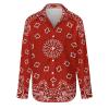 Red Bandana Pattern Women's Long Sleeve Button Down Shirts Casual Blouse Shirt Work Tops M view 4