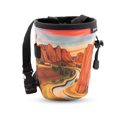 GNARLY DOOD Smith Rock Climbing Chalk Bag | for Outdoor, Gym, & Bouldering | Adjustable Waist Belt, Durable Drawstring Closure, & Zippered Pocket