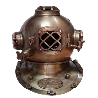 Antique Brown Diving Helmet Scuba UK Navy Morse Deep Sea Divers Marine Boston