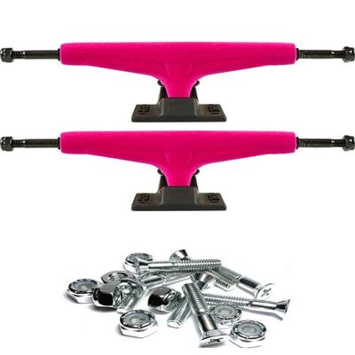 Warehouse Skateboards Tensor Trucks Mag Light Velvet Crimson/Black Skateboard Trucks - 5.25" Hanger 8.0" Axle with 1" Chrome Hardware - Bundle of 2 Items