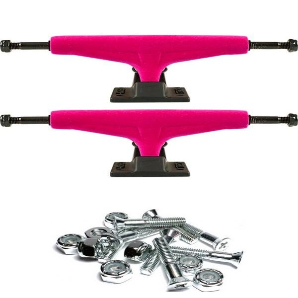 Warehouse Skateboards Tensor Trucks Mag Light Velvet Crimson/Black Skateboard Trucks - 5.25" Hanger 8.0" Axle with 1" Chrome Hardware - Bundle of 2 Items