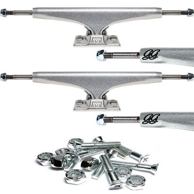 Warehouse Skateboards Royal Truck Co. Griffin Gass Standard 127mm Raw Skateboard Trucks - 5.0" Hanger 7.75" Axle with 1" Chrome Hardware - Bundle of 2 Items