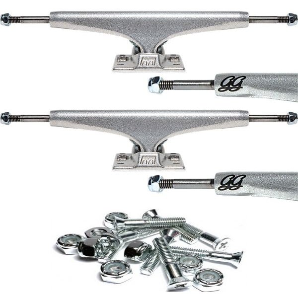 Warehouse Skateboards Royal Truck Co. Griffin Gass Standard 127mm Raw Skateboard Trucks - 5.0" Hanger 7.75" Axle with 1" Chrome Hardware - Bundle of 2 Items