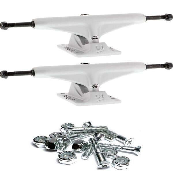 Warehouse Skateboards Tensor Trucks Mag Light Silver Skateboard Trucks - 5.25" Hanger 8.0" Axle with 1" Chrome Hardware - Bundle of 2 Items