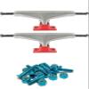 Warehouse Skateboards Tensor Trucks Mag Light Reflect Silver/Red Skateboard Trucks - 5.5" Hanger 8.25" Axle with 1" Anodized Blue Hardware - Bundle of 2 Items view 1