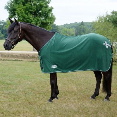 Country Pride Deluxe Micro Fleece Show Cooler, Horse Blanket, Single Buckle Front, Belly Surcingle, Silver Corded Trim, Flower Braid Hip, Show-Ready & Comfortable (Hunter Green, Small)