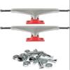 Warehouse Skateboards Tensor Trucks Mag Light Reflect Silver/Red Skateboard Trucks - 5.5" Hanger 8.25" Axle with 1" Chrome Hardware - Bundle of 2 Items view 1