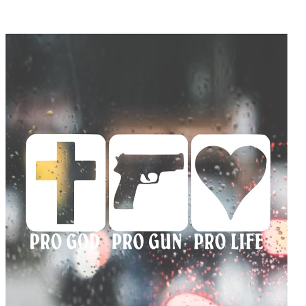Pro God Pro Gun Pro Life Decal for Car, Truck, Funny, Tumbler, Window, Motorcycle, Helmet, Bumper, Decal for Laptop, Phone, Home Decoration