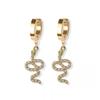 316L Stainless Steel Snake Huggie Hoop Dangling Earrings, Sold as a Pair (Gold Tone) view 1