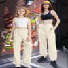 Cromoncent Girls High Waist Parachute Pants Y2K Cargo Trousers with Pockets, Beige, 6-7 Years = Tag 130 view 3