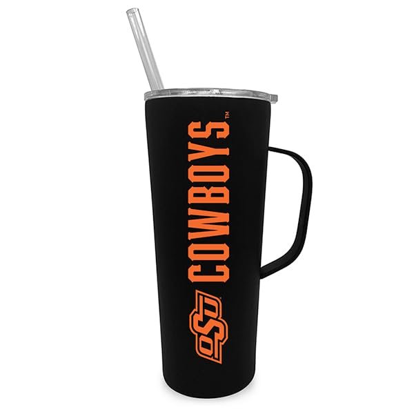 The Fanatic Group Oklahoma State University 20oz Stainless Steel Roadie with Straw - Black