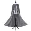 Uillui Renaissance Faire Costumes Womens Medieval Vintage Long Trench Cape Coat Court Velvet Poncho Cloak Halloween Costumes Gray view 3