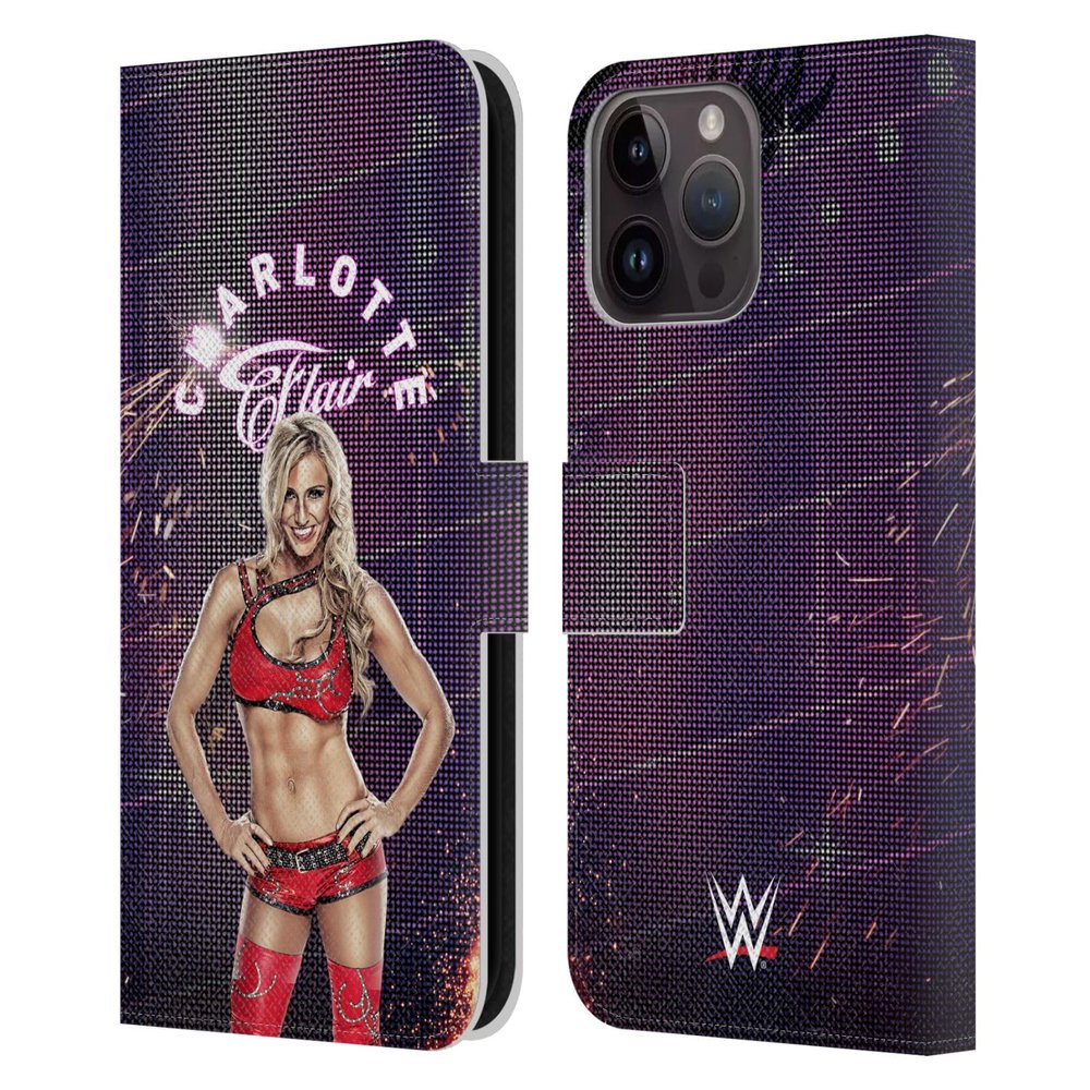 Head Case Designs Officially Licensed WWE Photo Charlotte Flair Leather Wallet Case Compatible with Apple iPhone 15 Pro Max
