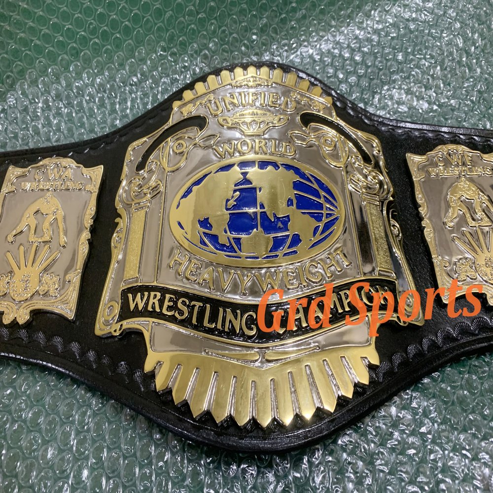 USWA Unified World Heavyweight Wrestling Championship Belt 4mm Zinc Dual Gold Plated