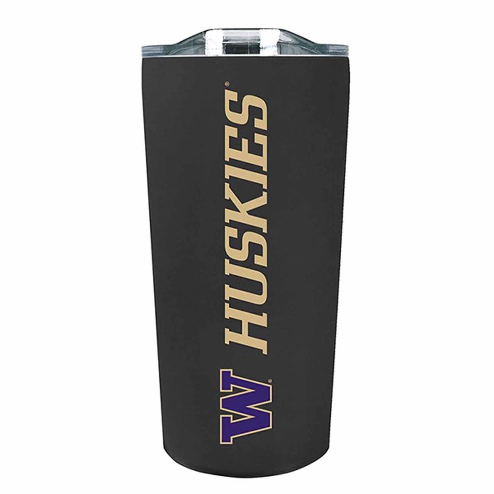 Campus Colors NCAA Stainless Steel Tumbler perfect for Gameday - 18 oz - Double Walled - Keeps Drinks Perfectly Insulated (Washington Huskies - Black)