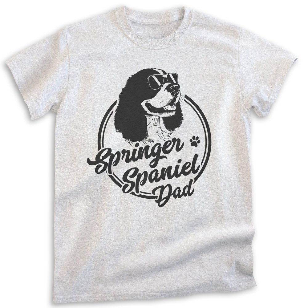 EVERTREE CLOTHING Springer Spaniel Dad, Unisex Men's Shirt, English Springer Spaniel, Spaniel Owner, Funny Dog Dad Gift, Heather Ash, Small